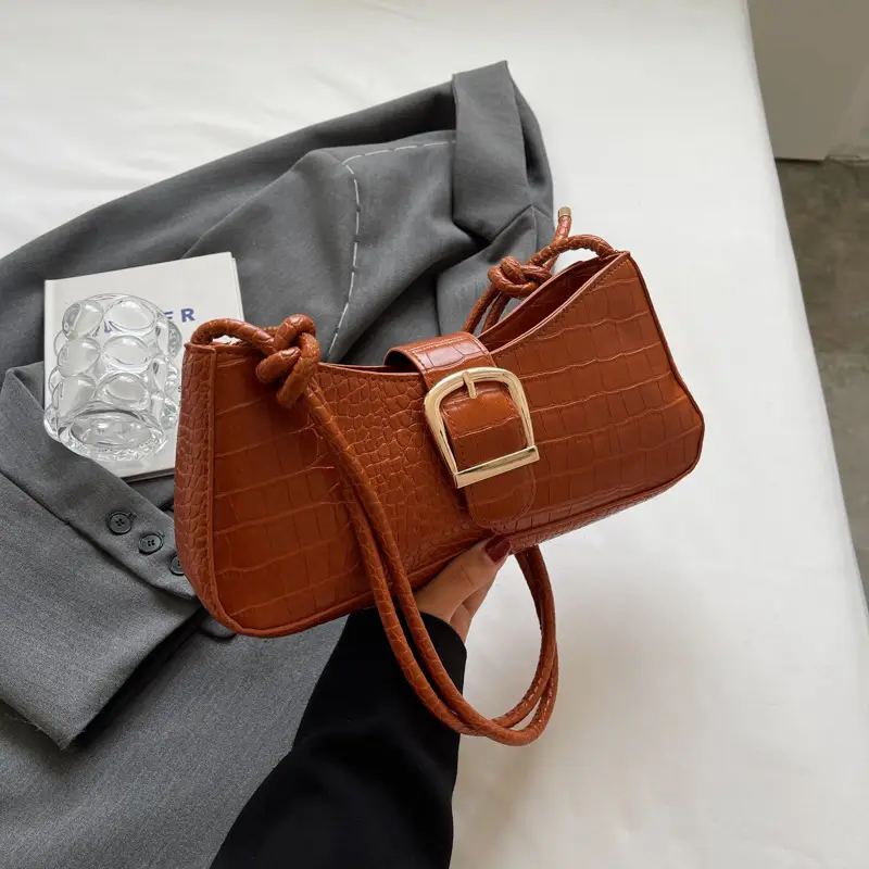 Trendy Brown Textured Shoulder Bag for Women - Image 4