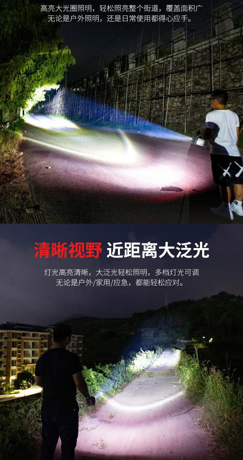 Rechargeable Outdoor Camping Flashlight with Copper Grip — feature 6