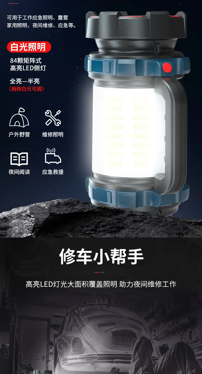 Rechargeable Outdoor Camping Flashlight with Copper Grip — feature 7