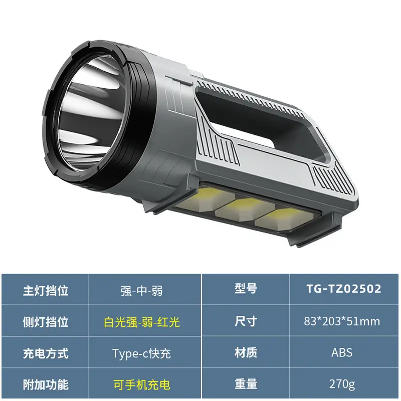 Rechargeable Outdoor Camping Flashlight with Copper Grip