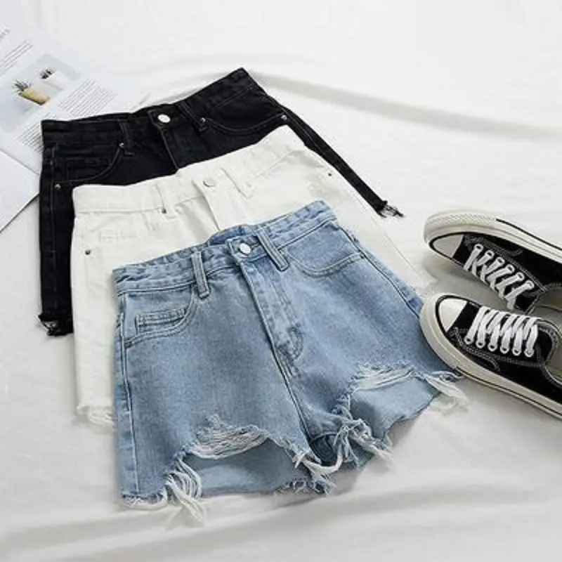 Women Ripped Denim Shorts High Waist 2020 - Image 4