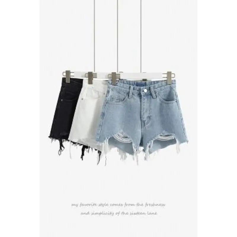 Women Ripped Denim Shorts High Waist 2020 - Image 5