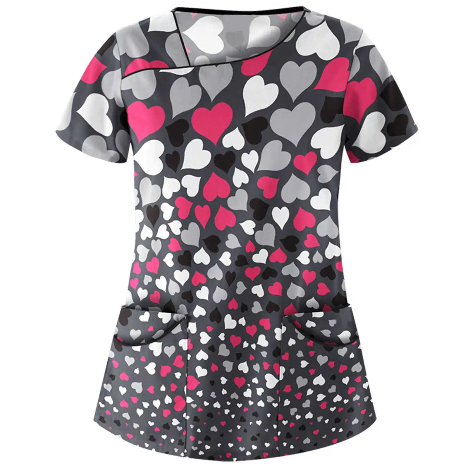 2021 Sweet Floral Nurse T-shirt Women Purple Slim Fit - Image 6