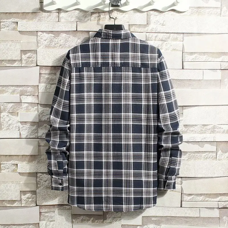 Men's Plaid Long Sleeve Shirt Winter Jacket Korean Style Loose Autumn - Image 2
