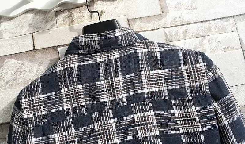 Men's Plaid Long Sleeve Shirt Winter Jacket Korean Style Loose Autumn - Image 4