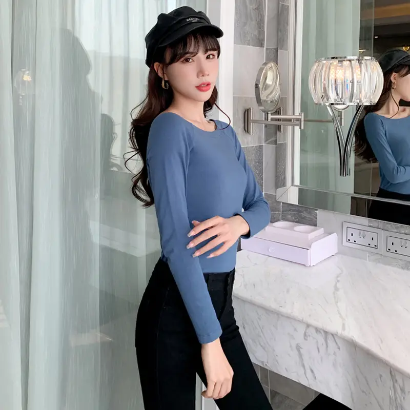 Women's Pink One-Layer Collar Shirt 2021 New Autumn Slim Fit - Image 9