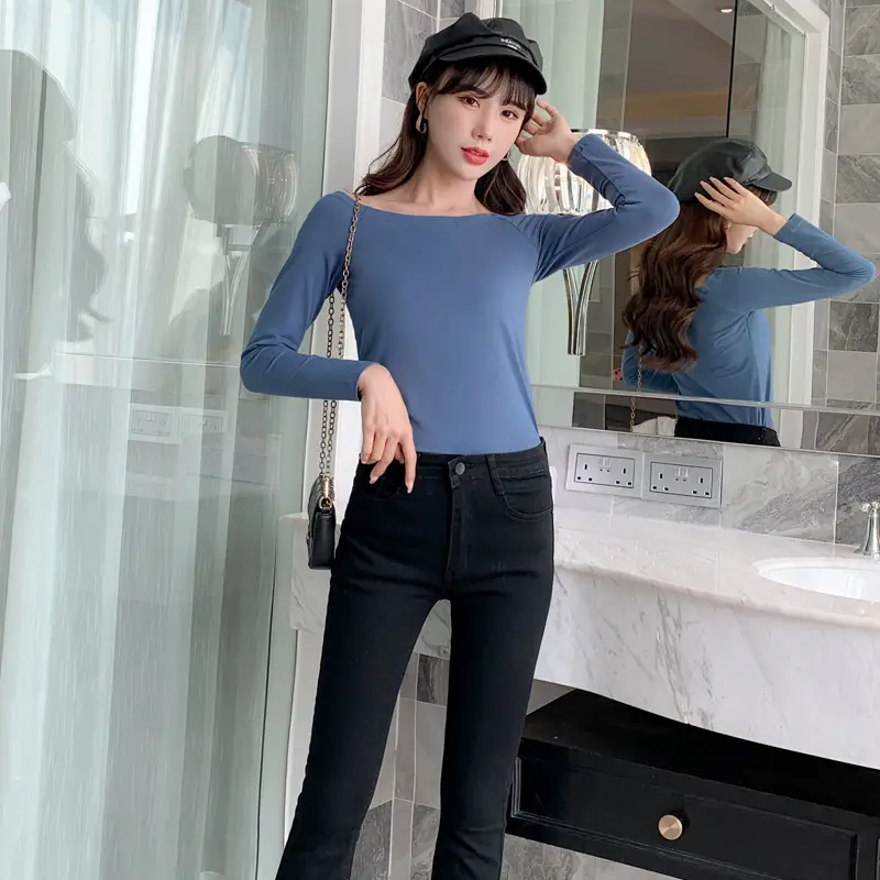 Women's Pink One-Layer Collar Shirt 2021 New Autumn Slim Fit - Image 11