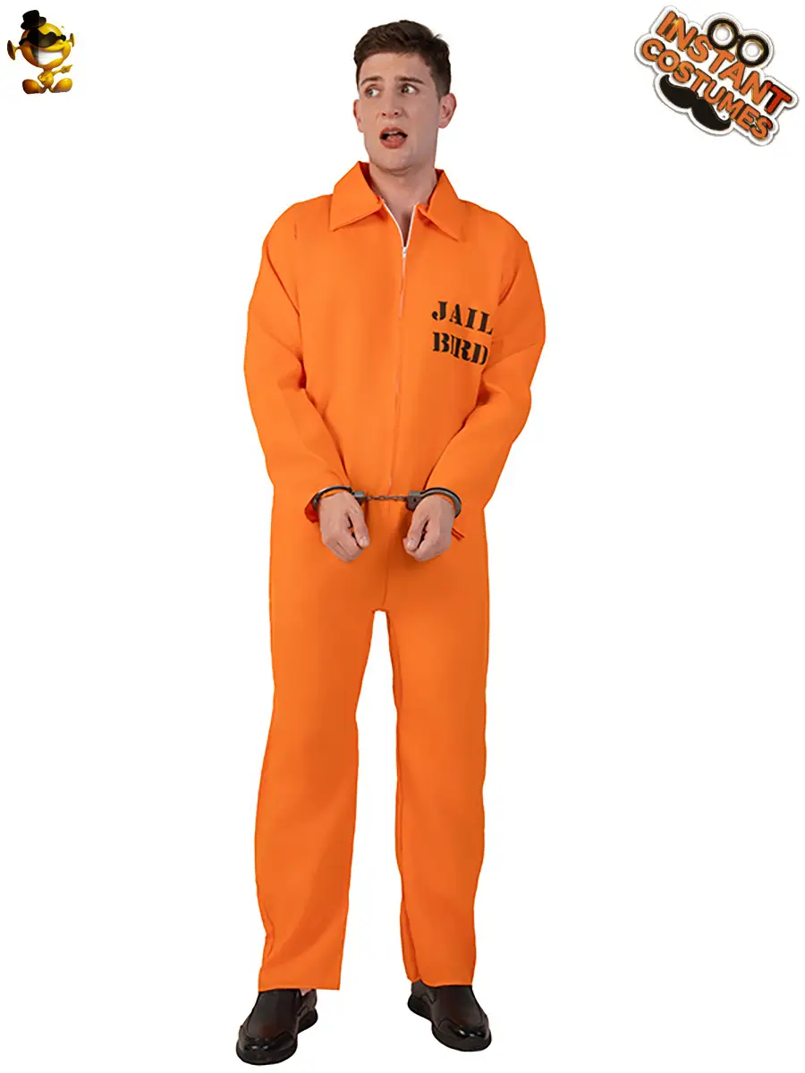 Halloween Male Female Couple Model Orange Prisoner Cosplay Jumpsuit Suit - Image 3