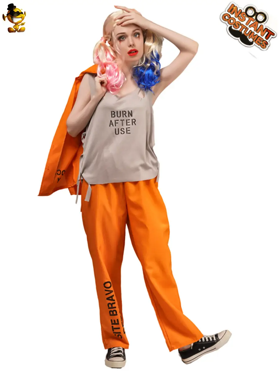 Halloween Male Female Couple Model Orange Prisoner Cosplay Jumpsuit Suit - Image 5