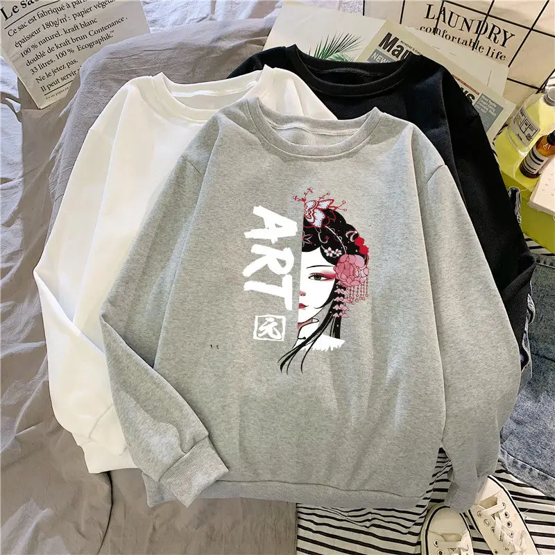 Women's Black Korean Cartoon Sweatshirt Plus Size — feature 15