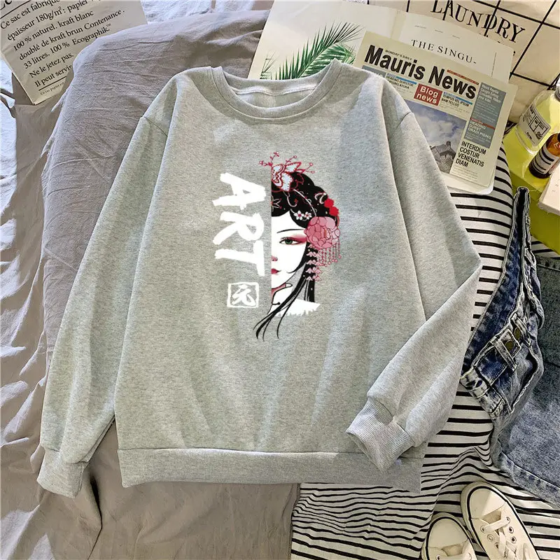Women's Black Korean Cartoon Sweatshirt Plus Size