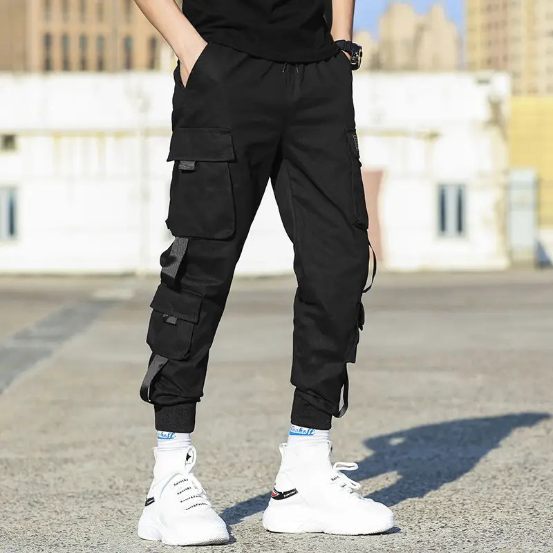 Men Fleece Lined Ankle-Tied Pants Black