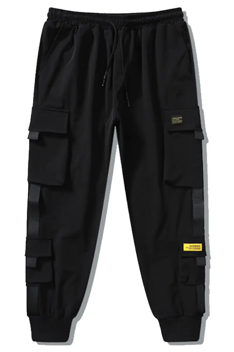Men Fleece Lined Ankle-Tied Pants Black