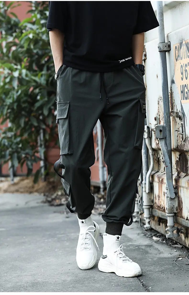 Men Fleece Lined Ankle-Tied Pants Black — feature 14