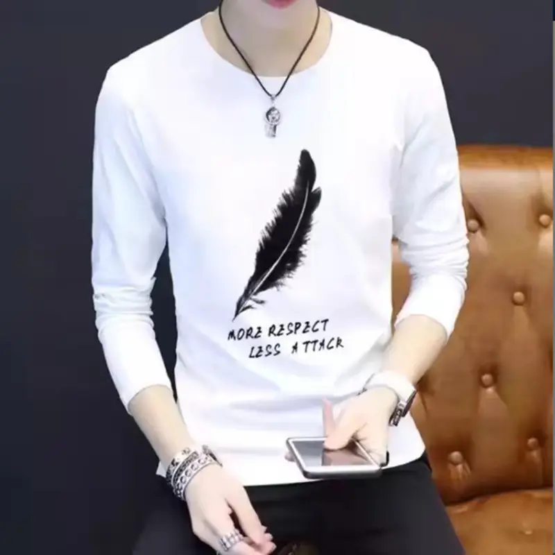 Men Black Paris Print Long Sleeve T-Shirt Slim Fit - Image 7