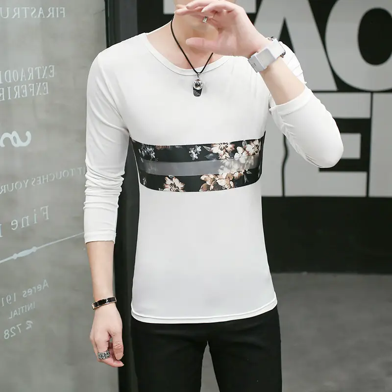 Men Black Paris Print Long Sleeve T-Shirt Slim Fit - Image 9