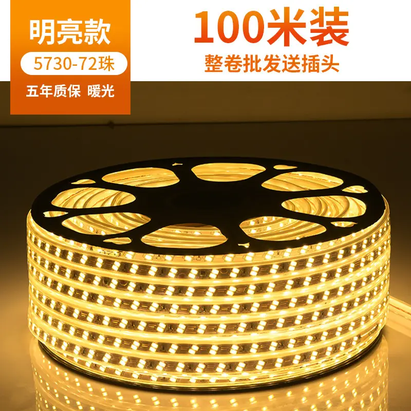 Living room 5730 highlight Double Row high voltage led strip wholesale indoor outdoor 2835 three color light waterproof led strip