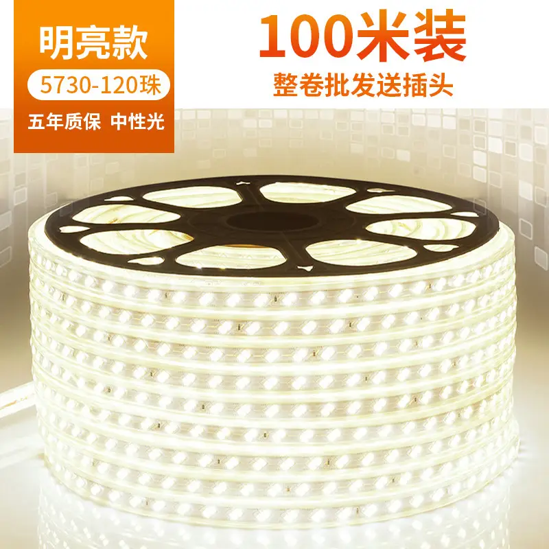 Living room 5730 highlight Double Row high voltage led strip wholesale indoor outdoor 2835 three color light waterproof led strip