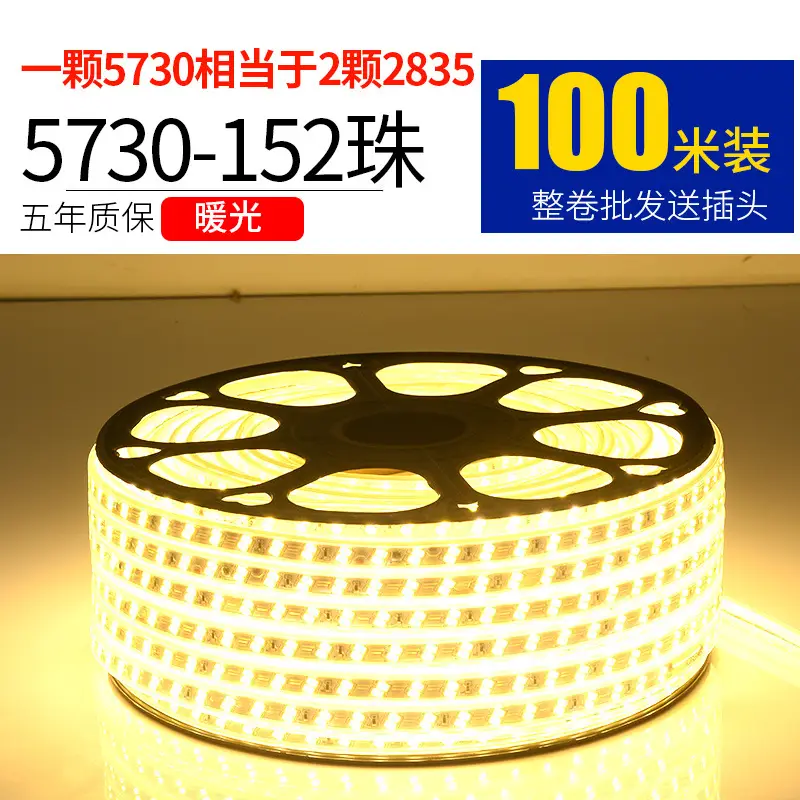 Living room 5730 highlight Double Row high voltage led strip wholesale indoor outdoor 2835 three color light waterproof led strip