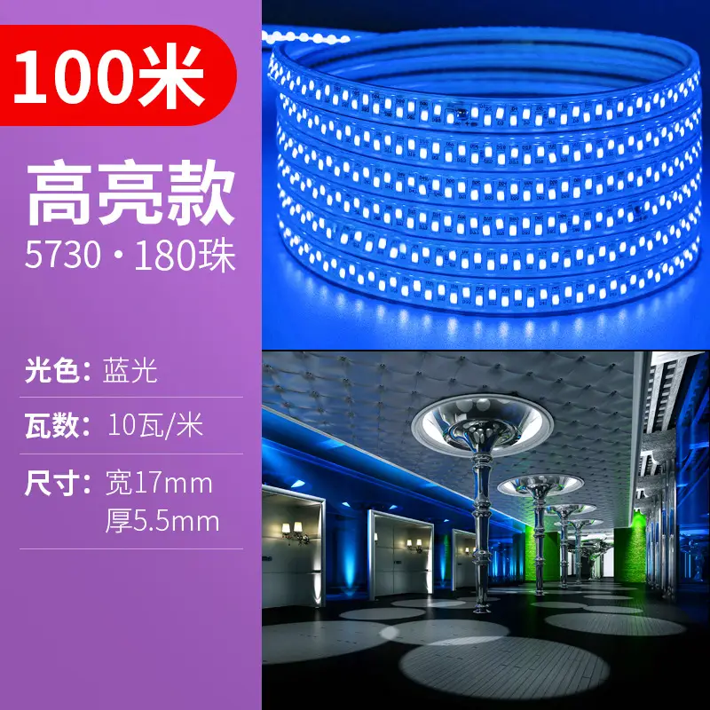 Living room 5730 highlight Double Row high voltage led strip wholesale indoor outdoor 2835 three color light waterproof led strip