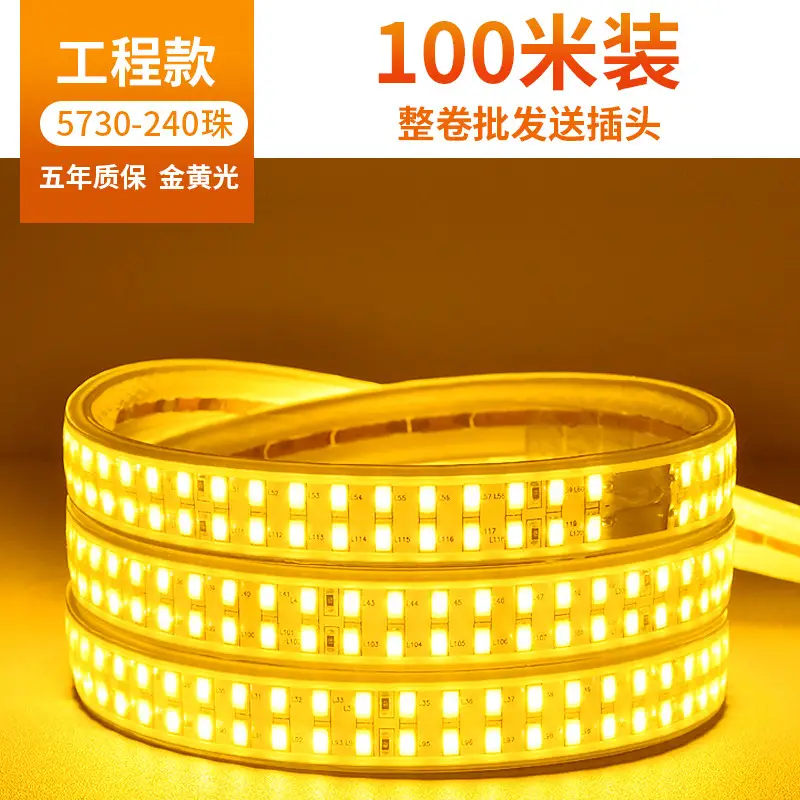Living room 5730 highlight Double Row high voltage led strip wholesale indoor outdoor 2835 three color light waterproof led strip