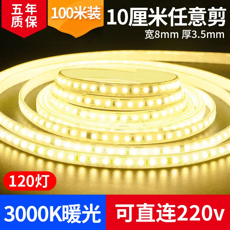 Living room 5730 highlight Double Row high voltage led strip wholesale indoor outdoor 2835 three color light waterproof led strip