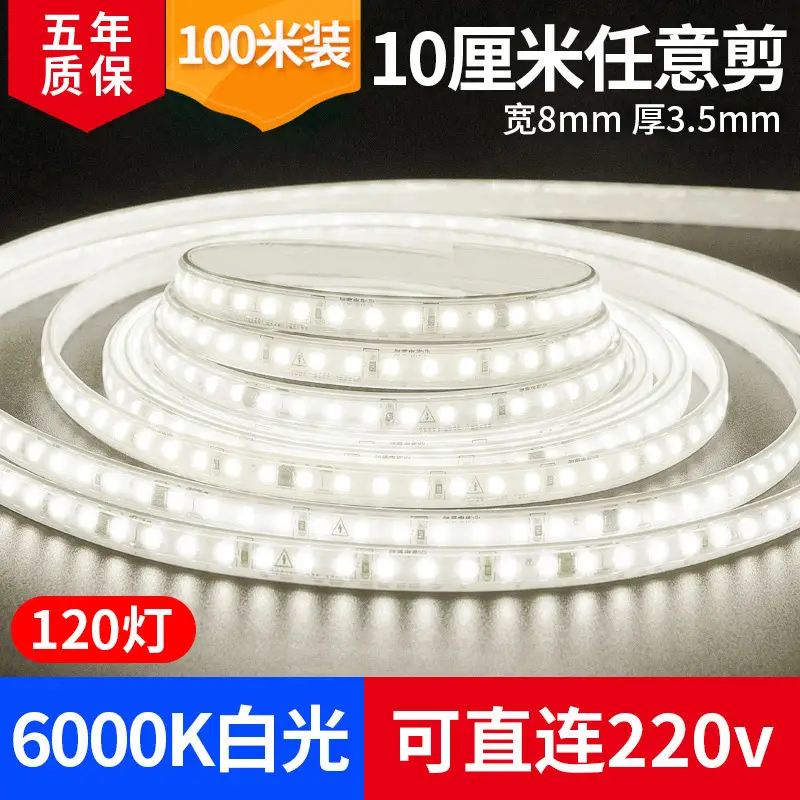 Living room 5730 highlight Double Row high voltage led strip wholesale indoor outdoor 2835 three color light waterproof led strip