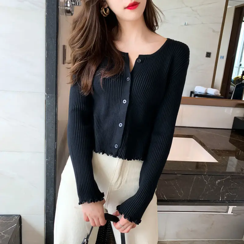 Women Green Knitted Cardigan Jacket Korean Style Loose Fit - Image 9
