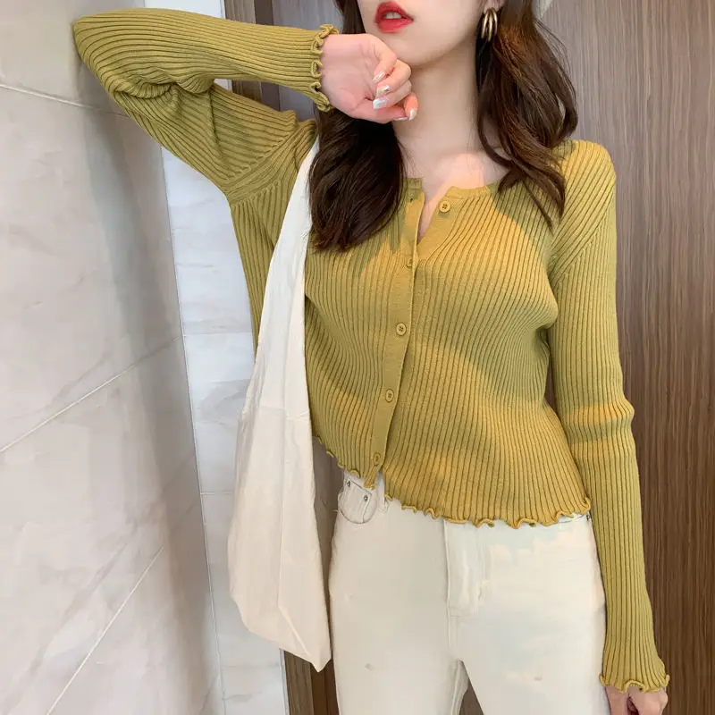 Women Green Knitted Cardigan Jacket Korean Style Loose Fit - Image 10