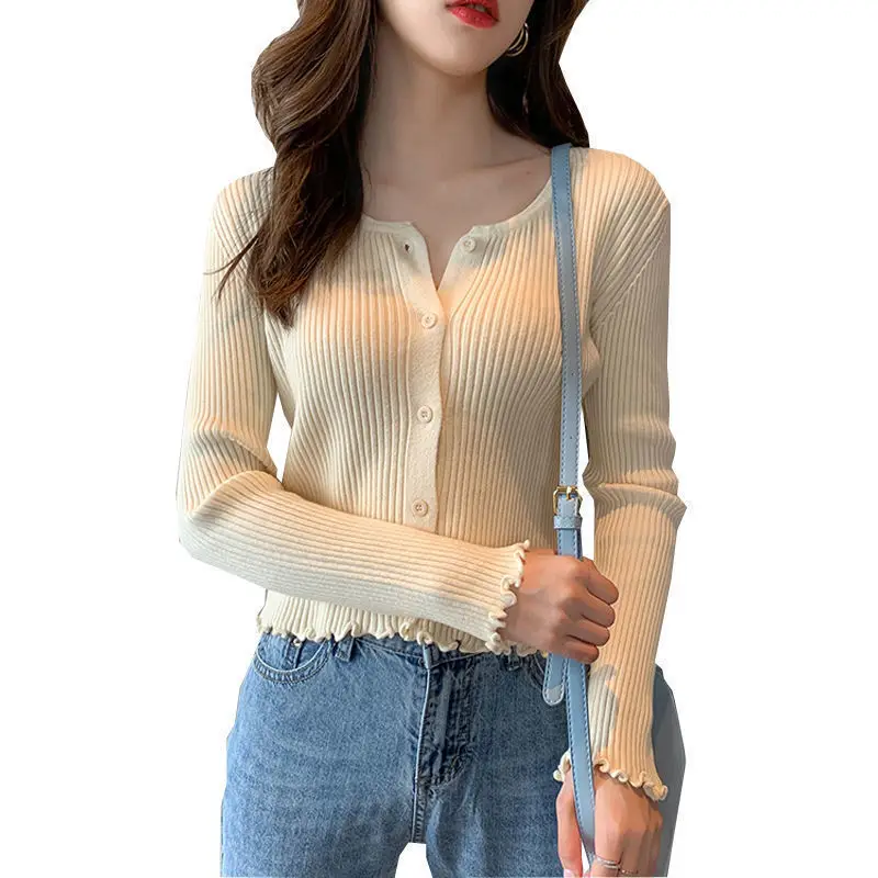 Women Green Knitted Cardigan Jacket Korean Style Loose Fit - Image 11