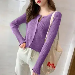 Women Green Knitted Cardigan Jacket Korean Style Loose Fit - Image 3