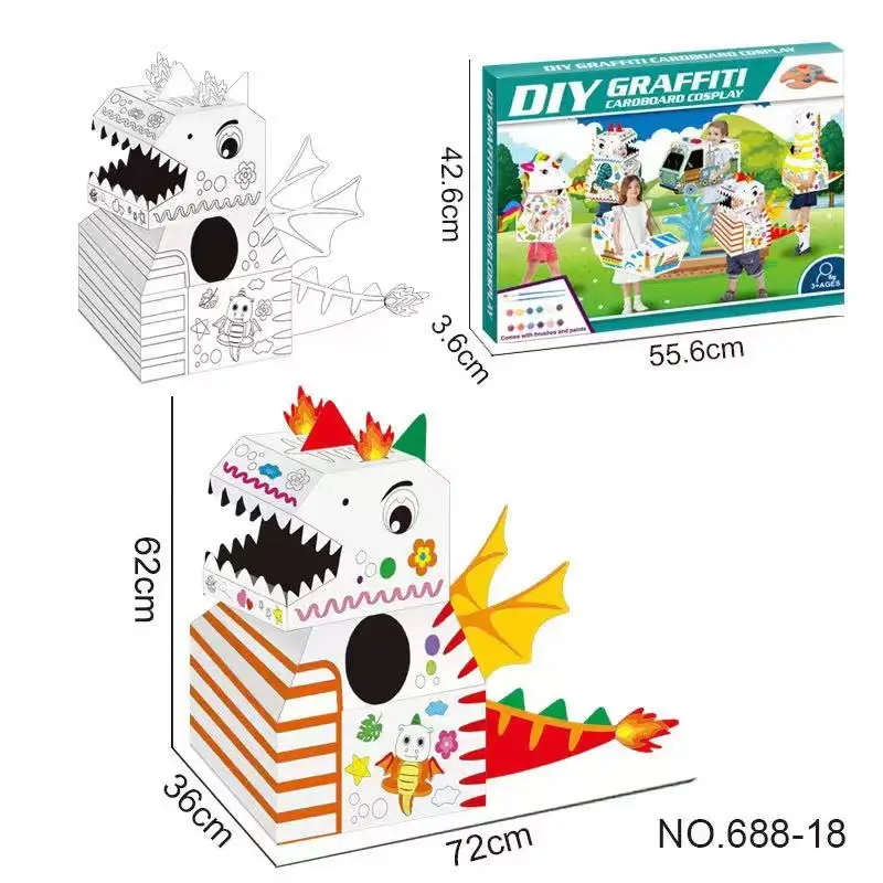 Kids Dragon Head Toy Set Red Yellow DIY Game - Image 22
