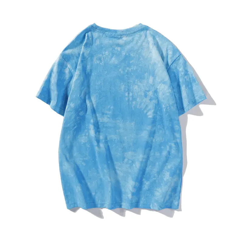Men Tie Dye Loose Sleeve T-Shirt Light Blue - Image 45