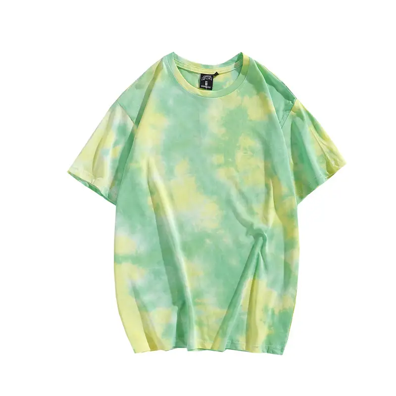 Men Tie Dye Loose Sleeve T-Shirt Light Blue - Image 13