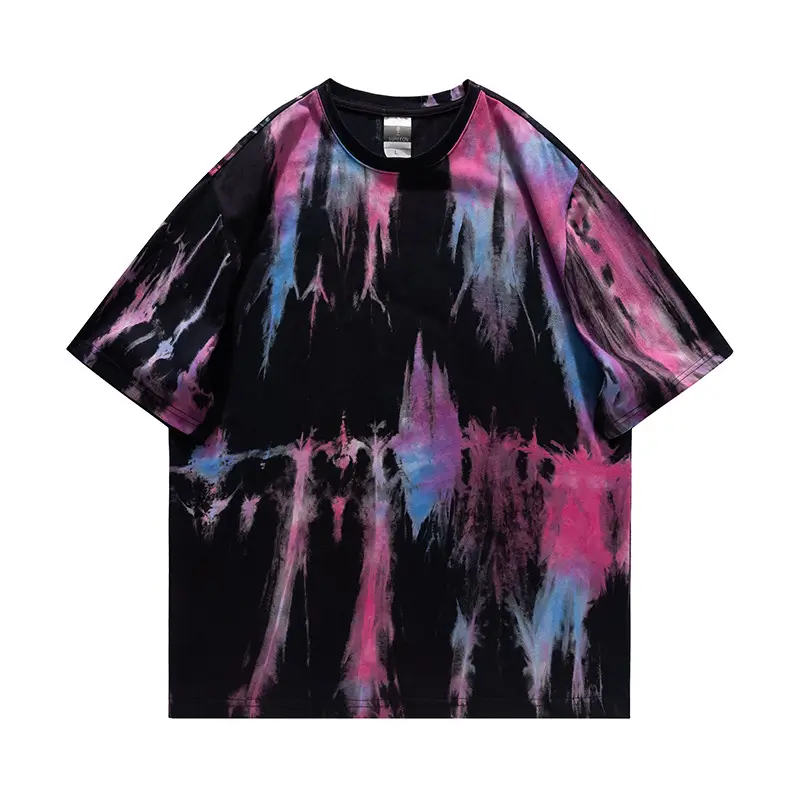 Men Tie Dye Loose Sleeve T-Shirt Light Blue - Image 19