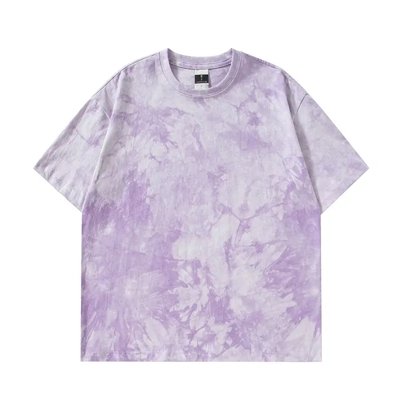 Men Tie Dye Loose Sleeve T-Shirt Light Blue - Image 33