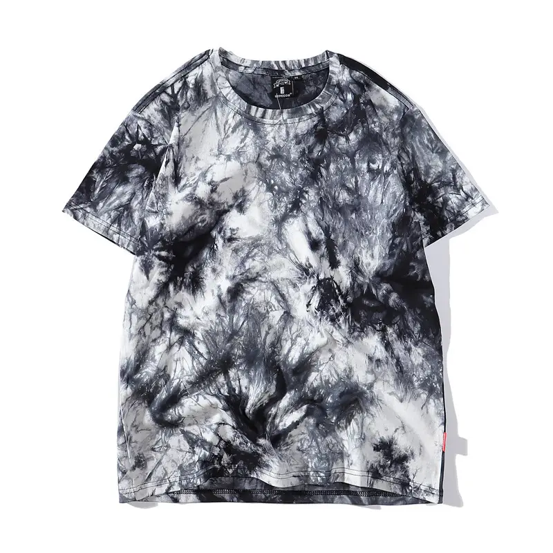 Men Tie Dye Loose Sleeve T-Shirt Light Blue - Image 4