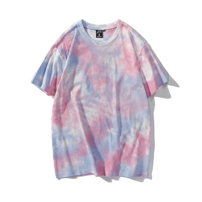 Men Tie Dye Loose Sleeve T-Shirt Light Blue - Image 7
