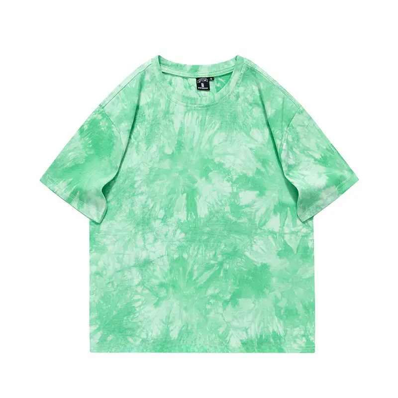 Men Tie Dye Loose Sleeve T-Shirt Light Blue - Image 29