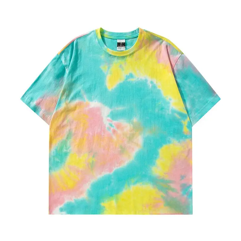 Men Tie Dye Loose Sleeve T-Shirt Light Blue - Image 38