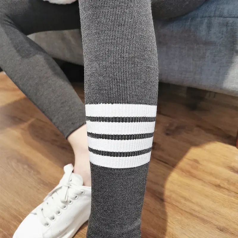Terry Leggings for Women Faded 4-Stripes Knitted