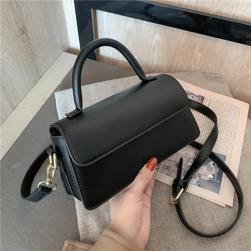 Black Textured Shoulder Crossbody Bag for Women