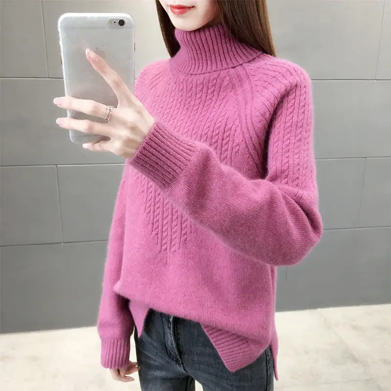 Women's Blue Turtleneck Pullover Sweater 2020 - Image 17