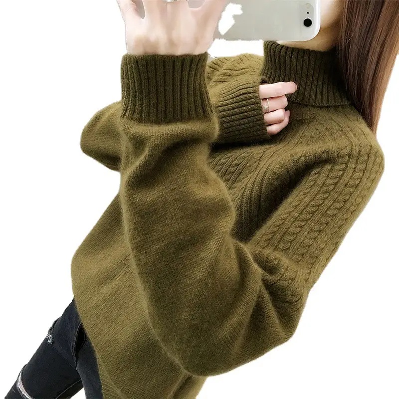Women's Blue Turtleneck Pullover Sweater 2020 - Image 18