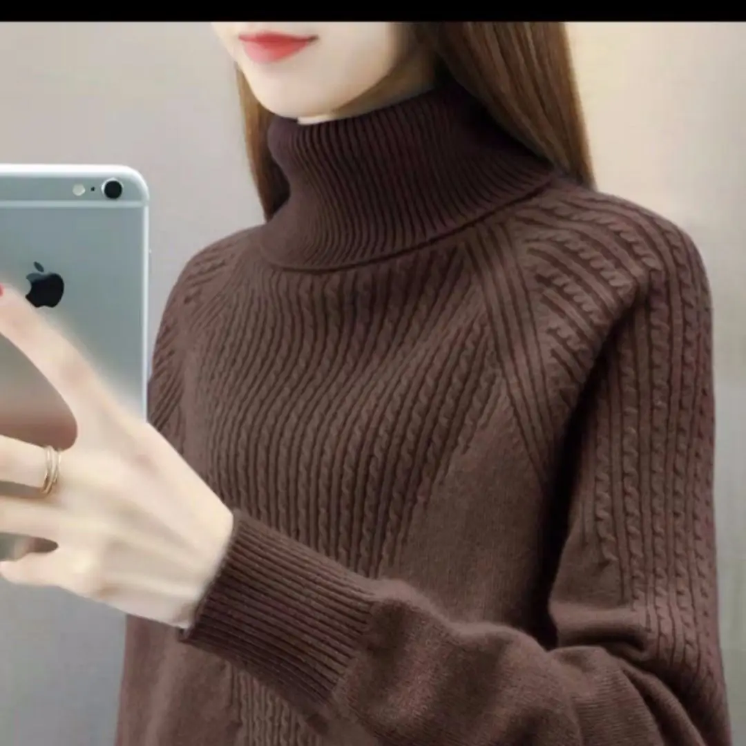 Women's Blue Turtleneck Pullover Sweater 2020 - Image 11