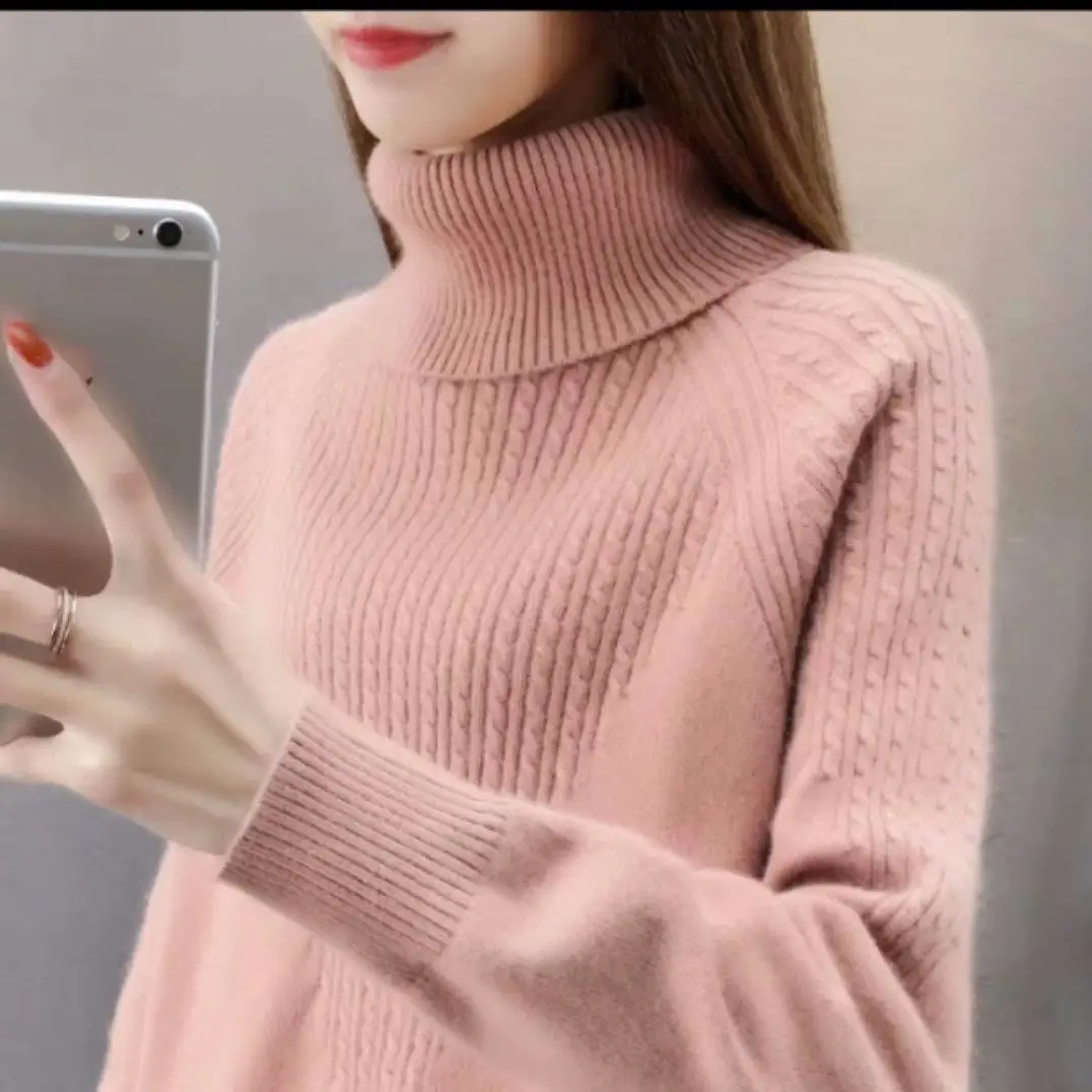 Women's Blue Turtleneck Pullover Sweater 2020 - Image 2