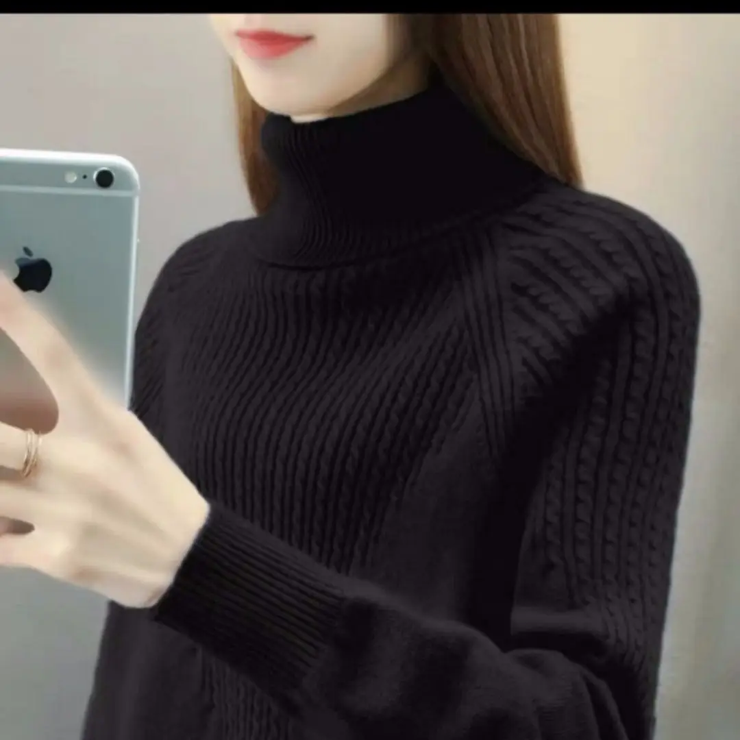 Women's Blue Turtleneck Pullover Sweater 2020 - Image 4