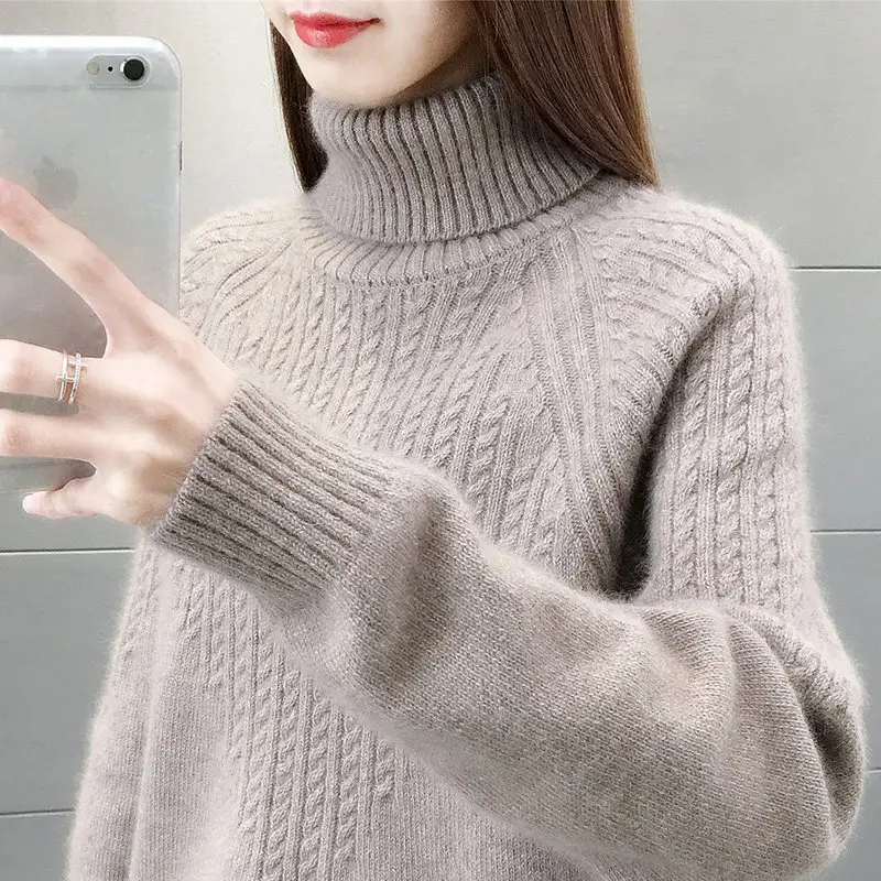 Women's Blue Turtleneck Pullover Sweater 2020 - Image 6