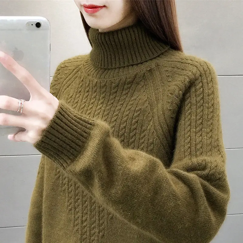 Women's Blue Turtleneck Pullover Sweater 2020 - Image 8
