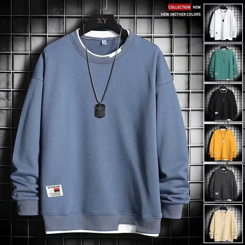 Men's Fleece Lined Crew Neck T-Shirt Beige - Image 9